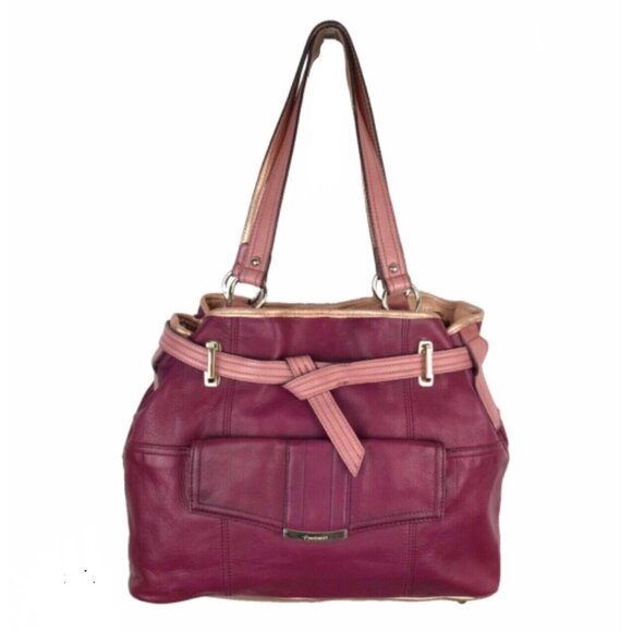 B MAKOWSKI Large Leather Hobo Shoulder Bag Purse Pink Copper Designer Pockets - Picture 2 of 16